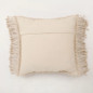Boho Throw Pillow Cover with Macrame Design | 16x16 Inch | Cream | Fringed Edges | Handmade in USA