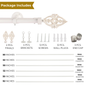 Extendable White Double Curtain Rod with Ornate Floral Finials - 28-144" - Scratch Resistant