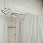 Extendable White Double Curtain Rod with Ornate Floral Finials - 28-144" - Scratch Resistant