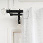 Black Double Curtain Rod with Glass Ball Finials - Adjustable 28-144" - Easy Install