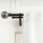 Black Extendable Double Curtain Rod - Mirrored Mosaic Finials - Adjustable 28-144" - Easy Install