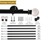 Adjustable Double Curtain Rod (28-144") - White, Floral Ceramic Ball Finials - Heavy Duty, Easy Install