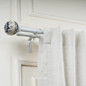 Adjustable Double Curtain Rod (28-144") - White, Floral Ceramic Ball Finials - Heavy Duty, Easy Install