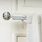 Adjustable Double Curtain Rod (28-144") - White, Floral Ceramic Ball Finials - Heavy Duty, Easy Install