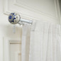 Adjustable Double Curtain Rod (28-144") - White, Floral Ceramic Ball Finials - Heavy Duty, Easy Install