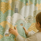 Linen Kids Curtains – Rolling Hills Print – Blackout or Cotton Lined