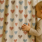 Heart Pattern Linen Nursery Curtains – Custom Sizes – Blackout or Cotton Lining – Rod or Track Hanging