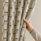 Custom HexaTrellis Geometric Embroidered GOTS Linen Drapes – Blackout & Light-Filtering