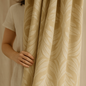 Luxury Leaf Jacquard Cotton-Linen Curtains & Drapes – Custom-Size Window Panels, Blackout or Light-Filtering