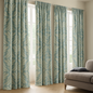 Luxury Leaf Jacquard Cotton-Linen Curtains & Drapes – Custom-Size Window Panels, Blackout or Light-Filtering