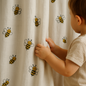 Bee-Embroidered Linen Kids Curtains – Custom Sizes | Light-Filtering or 100 % Blackout | Single Panel or Pair