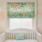 Watercolor Wildflower Linen Roman Shade – Custom Corded Kids & Nursery Blind, Coral + Teal Botanical Print, OEKO-TEX Linen, Blackout / Light-Filtering