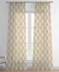 Taupe Beige Linen Sheer Curtains with Earthy Orange and Yellow Spiral Embroidery | Customizable Sizes | Elegant Window Décor