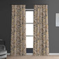 Taupe Brown & Beige Artistic Floral Linen Curtains | Phoenix Bird Print | Light Filtering/Blackout | Single/Set of 2