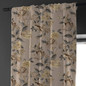 Taupe Brown & Beige Artistic Floral Linen Curtains | Phoenix Bird Print | Light Filtering/Blackout | Single/Set of 2