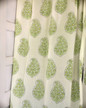 Handcrafted Organic Cotton Curtains with Green Daffodil Paisley Block Print (Single Panel or Pair)