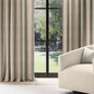 Organic Linen Triple Tailored Pinch Pleated Farmhouse Stripe Curtains - Light Filtering or Blackout Liner (Single or Pair)