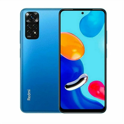 Xiaomi Redmi Note 11 blue smartphone front view with 6.5 inch AMOLED display