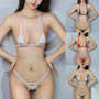 Sexy Women's Thongs Bra Bikini Set Swimwear Swimsuit G-String Underwear Set Micromini Bikinis Backless Tether Lingerie Nightclub