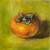 Persimmon, miniature original still life painting
Acrylic on canvas, 4 by 4 in. Full view.