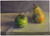 Apple and Pear on the Table by artist Oksana Ossipov, full view
Original oil painting, 5 by 7 inch, Oil on linen panel
