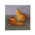 Still life painting of one elongated orange gourd, and one monstrous and pimply yellow gourd.