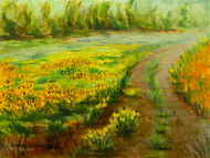 Connemara Meadow Texas Coneflower by artist Oksana Ossipov, original 12 by 9 inch oil painting on linen panel.