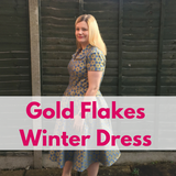 Gold Flakes Blue Winter Dress by Victoria Maus