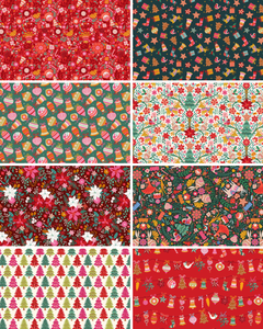 Deck The Halls fat quarter bundle by Thread and Ink Design. 100% cotton quilting fabric, ideal for quilting, patchwork and dressmaking