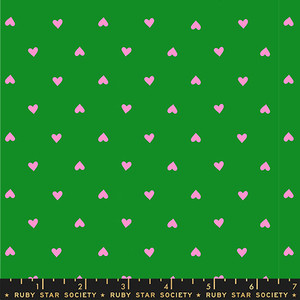Hearts Deep Verdant from the Trinketry quilting fabric collection designed by Melody Miller for Ruby Star Society. 100% cotton quilting fabric, ideal for quilting, patchwork and dressmaking RS0091-34