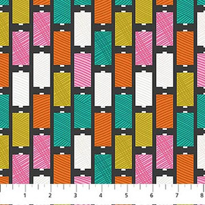 Spools Black from the Bits and Bobs collection designed by Sarah Hearts for Figo Fabrics. 100% medium weight quilting cotton ideal for quilting, patchwork and dressmaking 91264-99