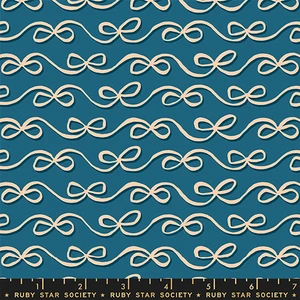 Bows Teal from the Corsage quilting fabric collection designed by Jen Hewett for Ruby Star Society. 100% cotton quilting fabric, ideal for quilting, patchwork and dressmaking RS6062-15