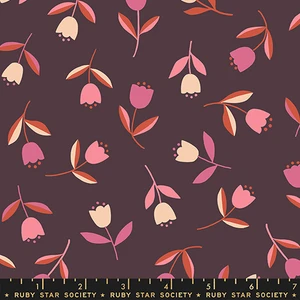 Tiny Tulips Eggplant from the Corsage quilting fabric collection designed by Jen Hewett for Ruby Star Society. 100% cotton quilting fabric, ideal for quilting, patchwork and dressmaking RS6060-13
