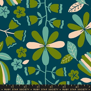 Front Parlor Dark Teal from the Corsage quilting fabric collection designed by Jen Hewett for Ruby Star Society. 100% cotton quilting fabric, ideal for quilting, patchwork and dressmaking RS6057-14