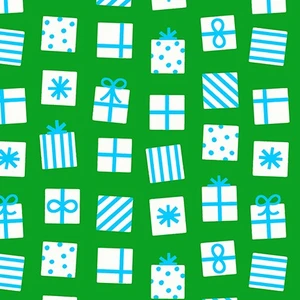 Secret Santa Verdant from the Merry Happy Christmas quilting fabric collection designed by Kimberly Kight for Ruby Star Society. 100% cotton quilting fabric, ideal for quilting, patchwork and dressmaking RS3100-18