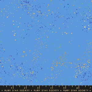 Speckled Lindley Blue from the Speckled quilting fabric collection designed by Rashida Coleman-Hale for Ruby Star Society. 100% cotton quilting fabric, ideal for quilting, patchwork and dressmaking RS5027-127M