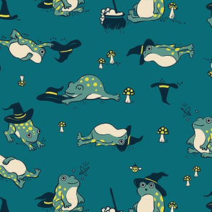 Frogmiliars Storytime from the Freaky Familiars quilting fabric collection by Ruby Star Society. 100% cotton quilting fabric, ideal for quilting, patchwork and dressmaking RS5192-13