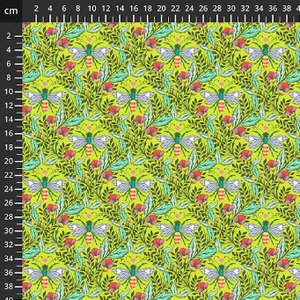 Shake Your Honey Maker Enchanted from the Full Moon Forest II quilting fabric collection designed by Tula Pink for FreeSpirit Fabrics. 100% cotton quilting fabric, ideal for quilting, patchwork and dressmaking PWTP248.ENCHANTED
