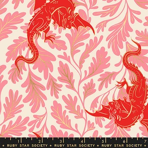 Dragon Lair Poinsettia from the Fire Glow quilting fabric collection designed by Sarah Watts for Ruby Star Society. 100% cotton quilting fabric, ideal for quilting, patchwork and dressmaking RS2132-12M