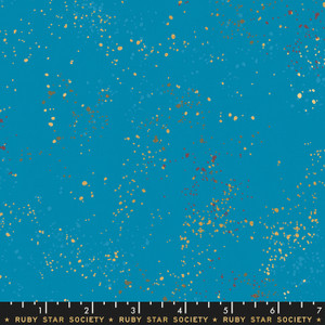 Metallic Bright Blue from the Speckled collection by Ruby Star Society. 100% Lightweight Cotton