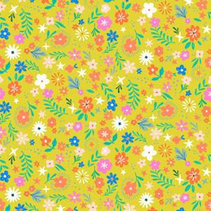 Flowers Lime from the Songbird fabric collection designed by Bethan Janine for Dashwood Studio. 100% OEKO-TEX Certified Standard Quilting and Patchwork Cotton Fabric SONG2422