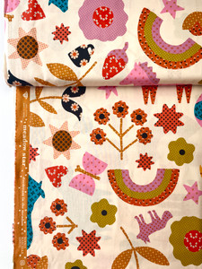 Applique Menagerie Peach Panel Print from the Meadow Star quilting fabric collection by Ruby Star Society. 100% cotton quilting fabric, ideal for quilting, patchwork and dressmaking RS4097-14