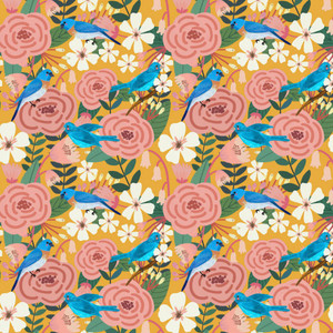 Marion Turmeric from the Bird Garden quilting fabric collection designed by Mia Charro for FreeSpirit Fabrics. 100% cotton quilting fabric, ideal for quilting, patchwork and dressmaking PWMC057.XTURMERIC