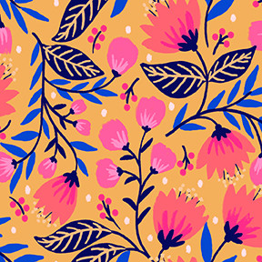 Parlor Gold Pink from the Vibrant Blooms quilting fabric collection designed by Jess Phoenix for Paintbrush Studio Fabrics (PBS Fabrics). 100% cotton quilting fabric, ideal for quilting, patchwork and dressmaking 120-22237