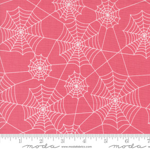Spider Webs Love Potion Pink from the Hey Boo quilting fabric collection designed by Lella Boutique. 100% cotton quilting fabric, ideal for quilting, patchwork and dressmaking 5213-16