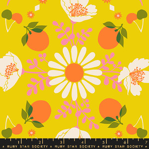 Poppy Garden Golden Hour from the Juicy quilting fabric collection designed by Melody Miller for Ruby Star Society. 100% cotton quilting fabric, ideal for quilting, patchwork and dressmaking RS0085-12