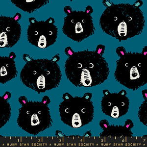 Teddy and the Bears Thunder from the Teddy and the Bears quilting fabric collection designed by Sarah Watts for Ruby Star Society. 100% cotton quilting fabric, ideal for quilting, patchwork and dressmaking 