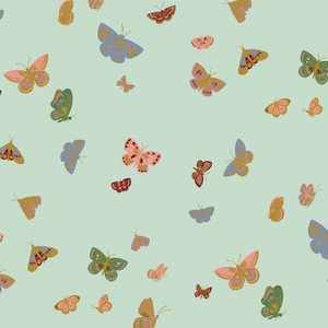 Butterfly House Mint from the English Rose quilting fabric collection designed by Anna Bond for Rifle Paper Co. 100% cotton quilting fabric, ideal for quilting, patchwork and dressmaking 