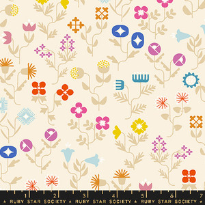 Forget Me Not Natural from the Salutations quilting fabric collection designed by Rashida Coleman-Hale for Ruby Star Society. 100% cotton quilting fabric, ideal for quilting, patchwork and dressmaking RS1092-11
