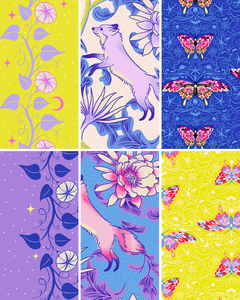 Glow Garden Blue and Yellow Fat Quarter bundle by Ruby Star Society. 100% cotton fabric, perfect for quilting, patchworking, crafts and dressmaking